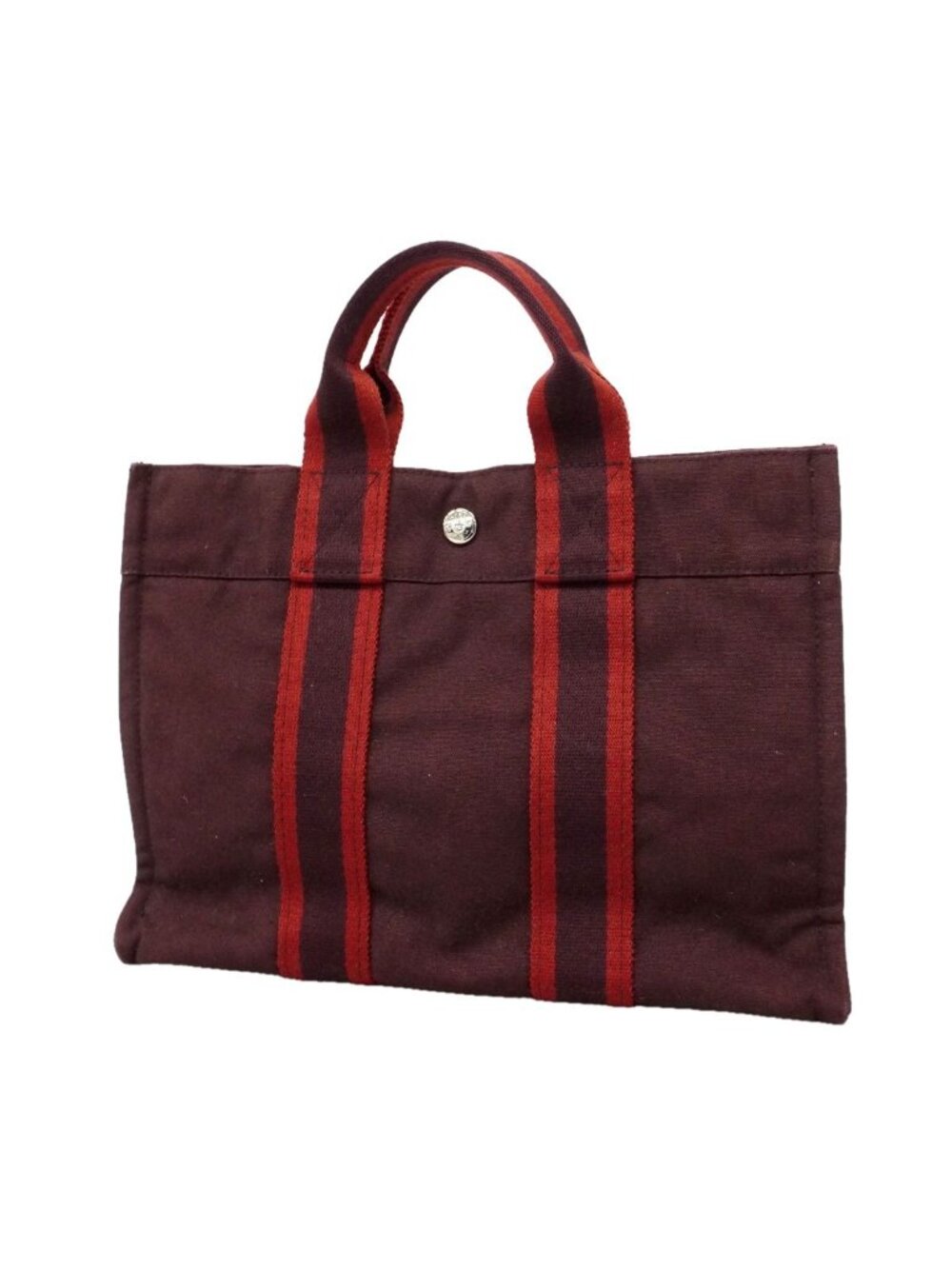 Hermes Tote Bag Herline PM Canvas Brown Silver
